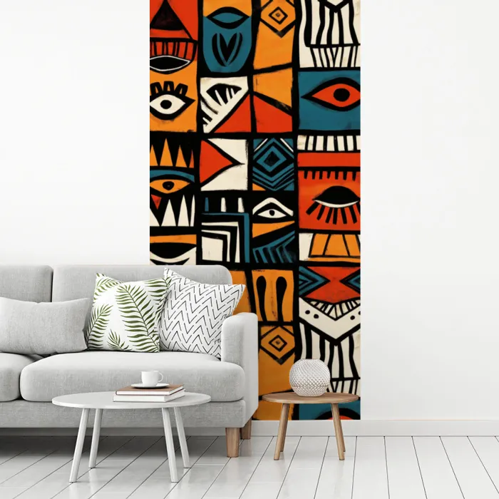 Abstract - Gezichten - Mozaïek fotobehang vinyl groot -woonkamer