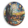 Hemel - Sterren - Mozaïek - Huizen Akoestische PET Vilt - Rond klein -3d