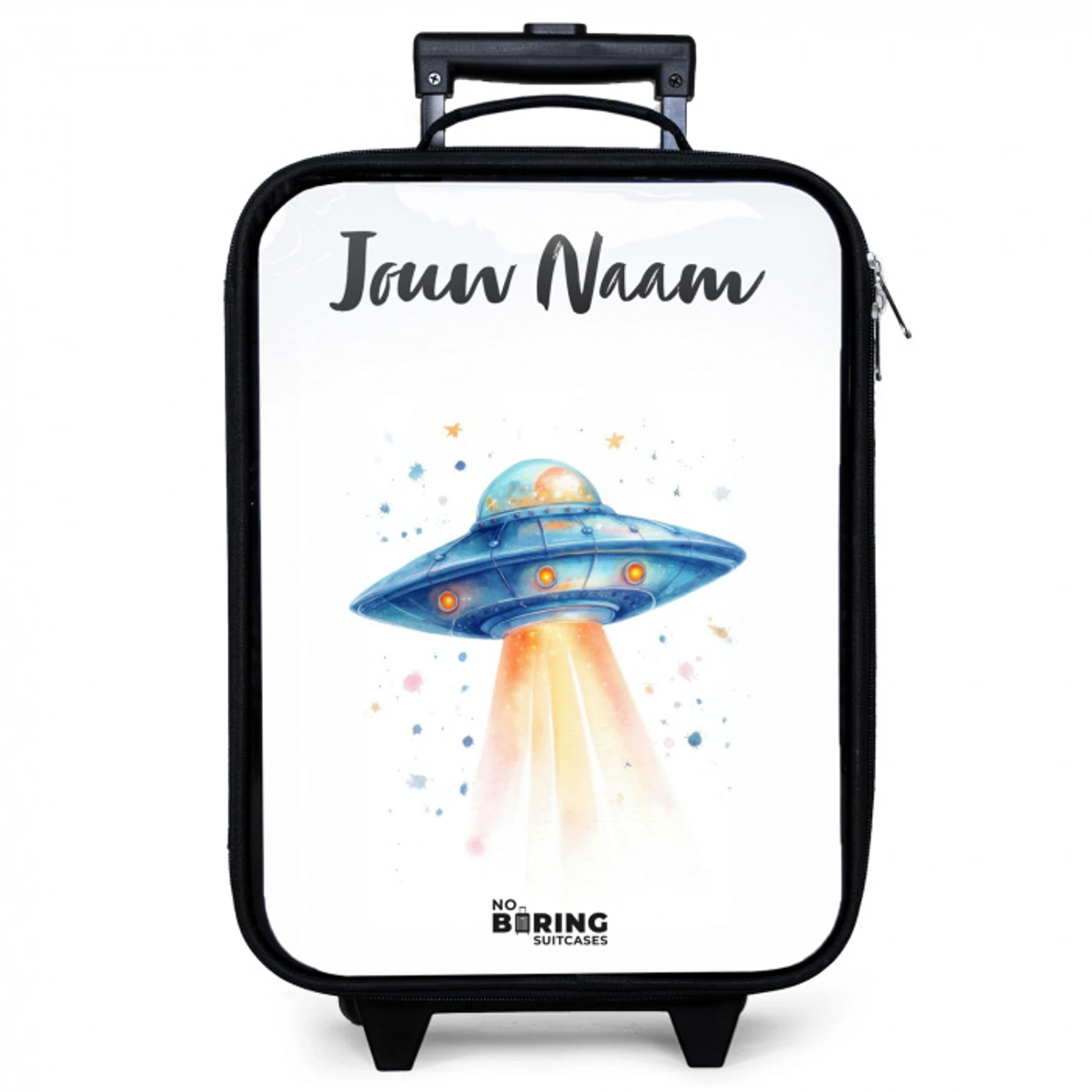 Blauw ruimteschip met lichtstraal Kinderkoffer - Zwart klein -zzz_website3d