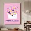 Envelop - Love - Hartjes - Valentijn Textielframe - compleet frame klein -sfeer2