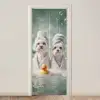 Hondjes - Badkuip - Badeendjes - Handdoeken deurposter klein -3d_beige
