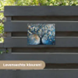 Boom - Blauw - Goud - Abstract tuinposter los doek klein -sfeer3