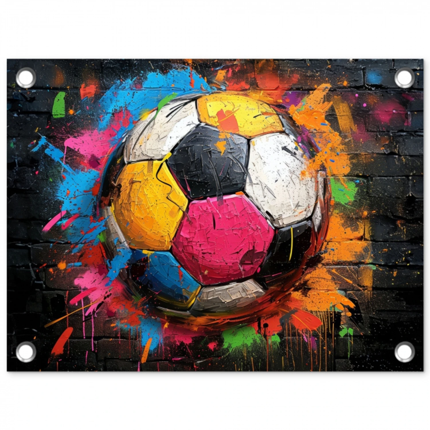 Kleurrijke Voetbal tuinposter los doek klein -3d