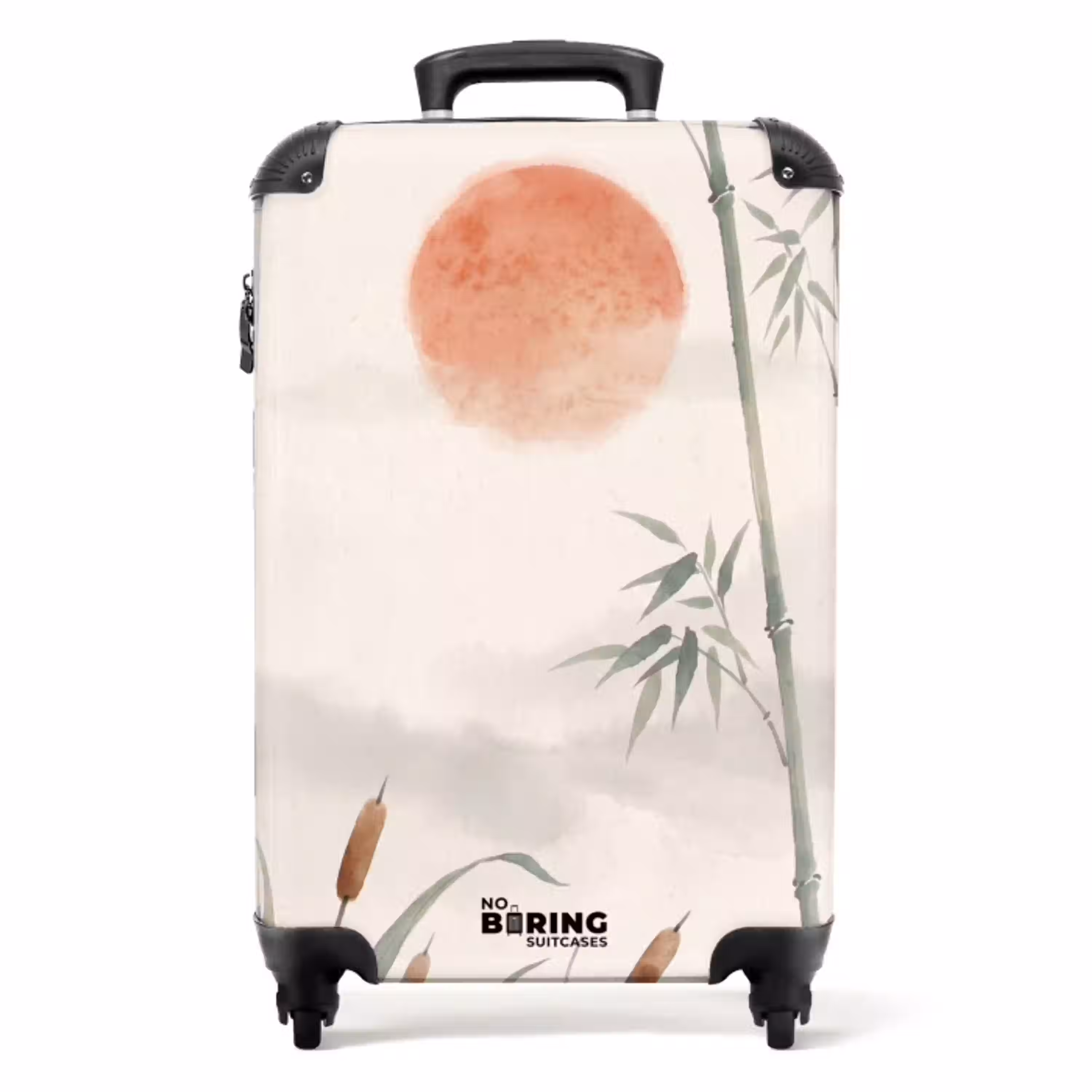 Minimalistisch - Bamboe - Groen NBS - Handbagage koffer - Volwassenen Unisex middel -productfoto_recht