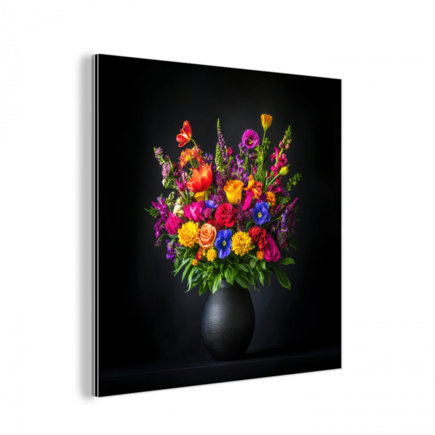 Felgekleurd - Bloemen - Vaas aluminium wit klein -3d