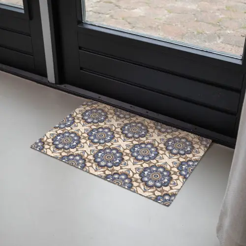 Floraal - Ornament - Blauw Deurmat klein 898 -sfeer2