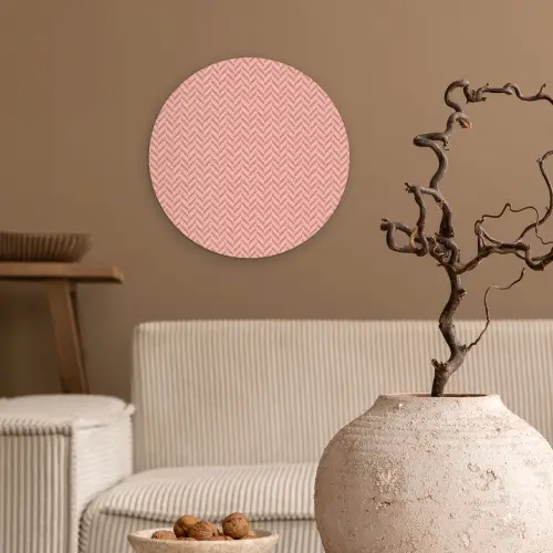 Plaid - Patroon - Visgraad - Roze Wandcirkel plexiglas klein 852 -sfeer1