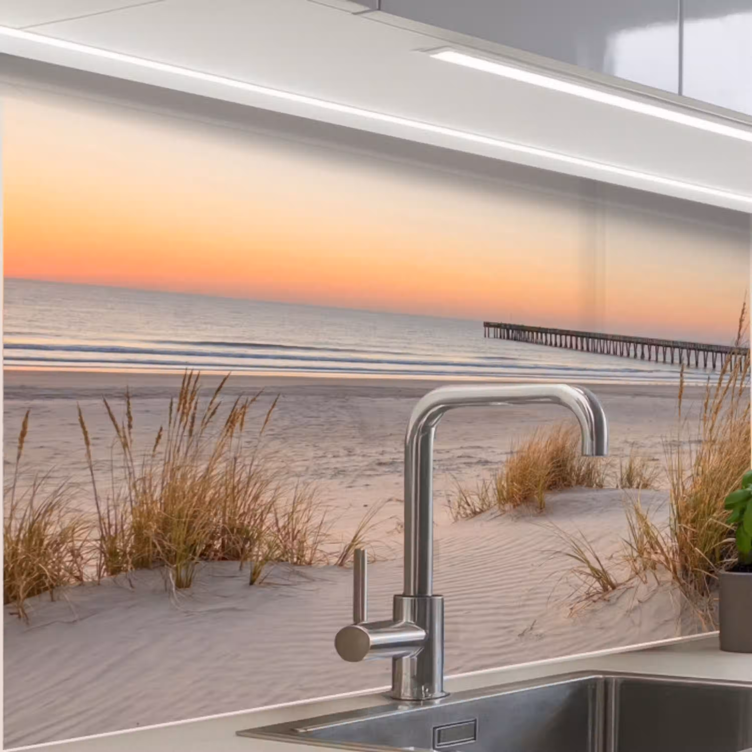Pier - Zonsondergang - Strand keuken achterwand 2 middel -zzzz3d_schuin