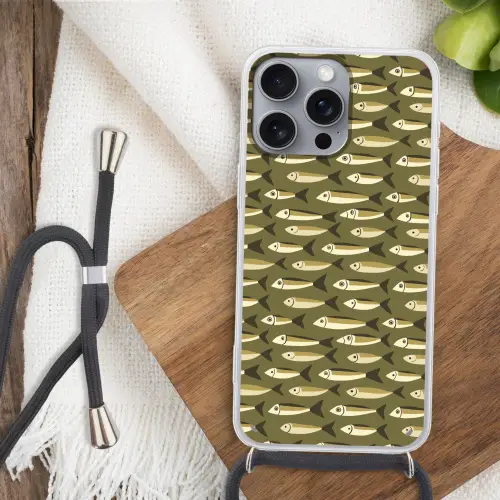 Vis - Patroon - Groen Hoesje iPhone 16 Pro Max met koord klein 804 -sfeer4