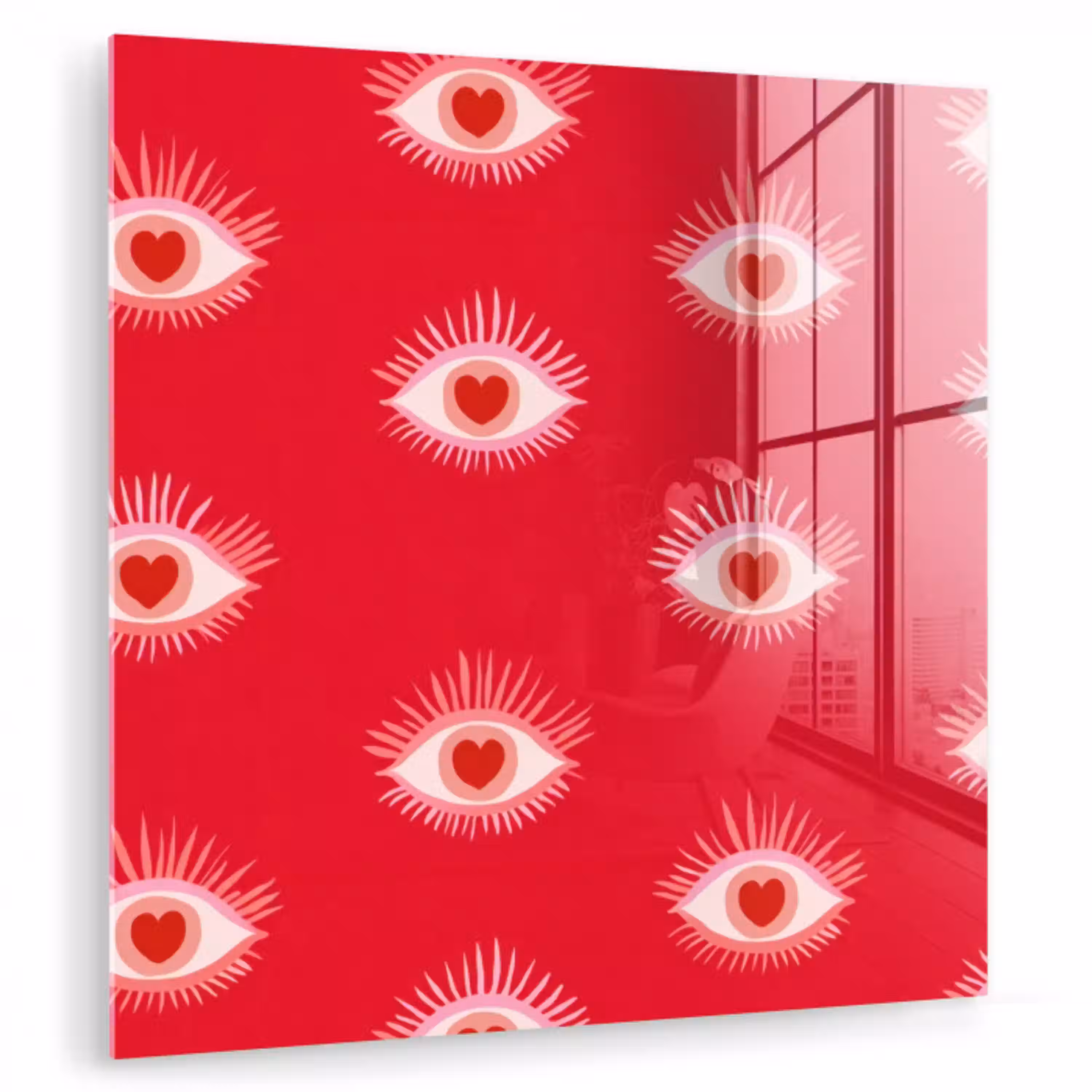 Ogen - Hart - Abstract - Rood - Roze plexiglas 5mm klein 11 -zzzproduct_nieuw