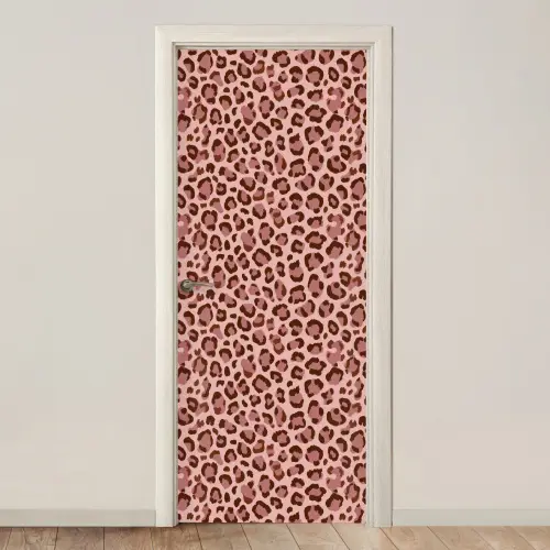 Luipaard - Patroon - Roze deurposter klein 289 -3d_beige