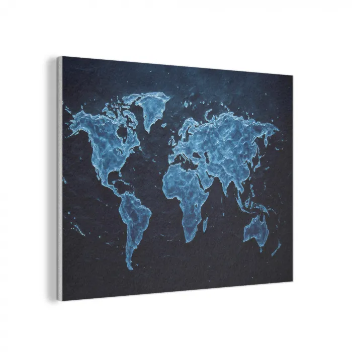 Wereldkaart - Waterstructuur - Blauw PET vilt klein -3d
