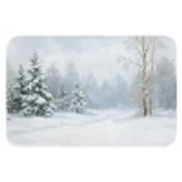 Bospad - Dennen - Sneeuw - Winter - Rustgevend Badmat klein -3d