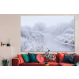 Rivier - Sneeuw - Bos - Winter - Schilderachtig forex 5mm xxl -woonkamer