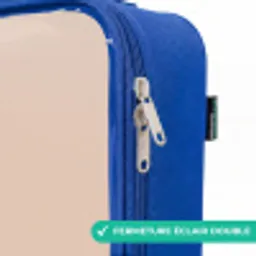 Blauwe dinosaurus op een beige achtergrond Kinderkoffer - Blauw klein -rits_FR