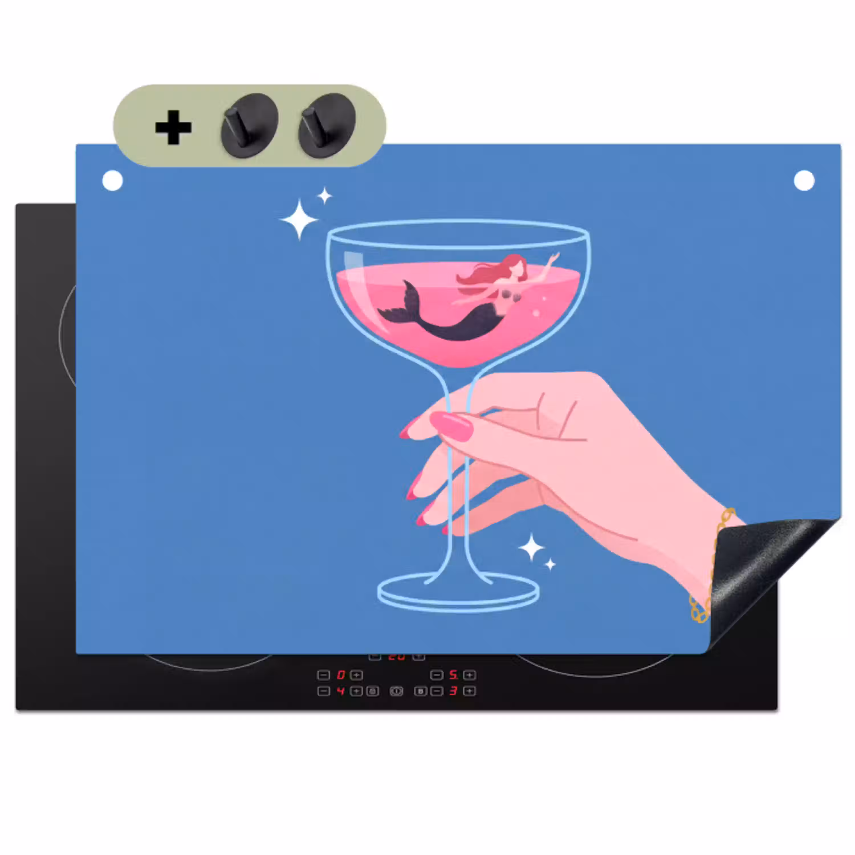Vrouw - Glas - Abstract - Roze - Blauw Inductie beschemer met haakjes klein -3d