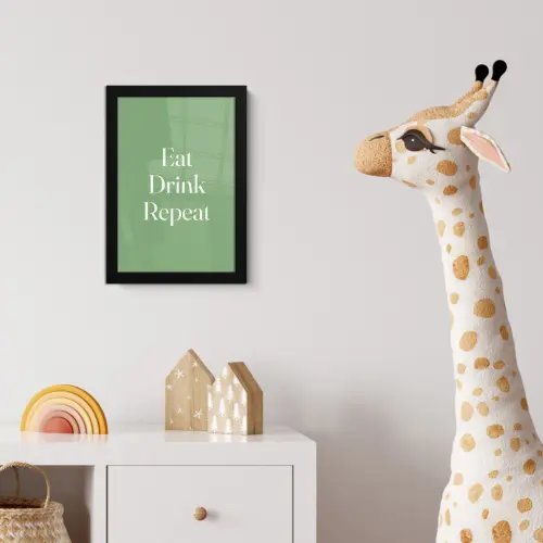 Eten - Drinken - Tekst - Mintgroen fotolijst zwart zonder passe partout klein -usfeer4_kinderkamer