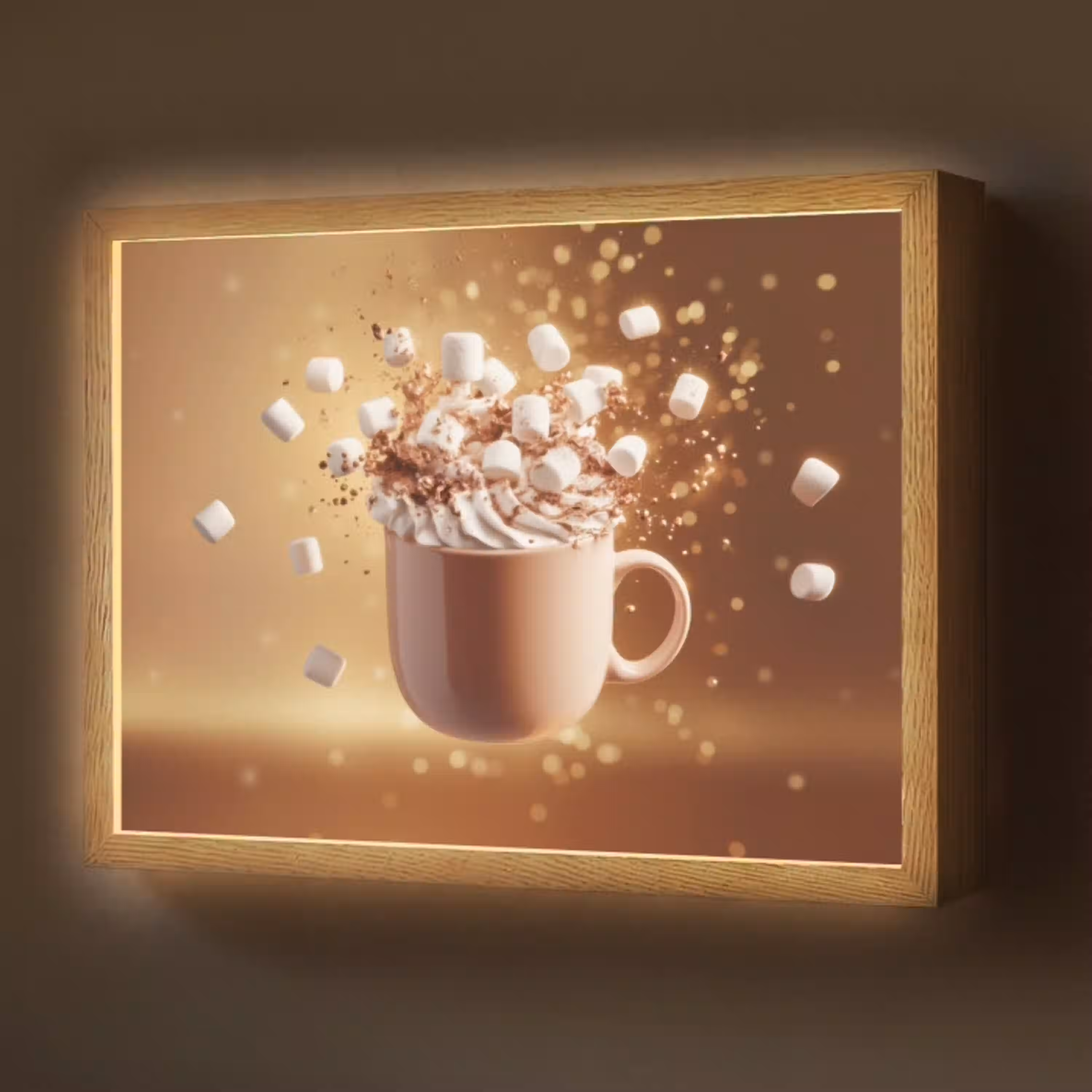 Chocomelk - Drinken - Warm - Bruin Light Box met batterij (Wandlamp) middel -z3d_website