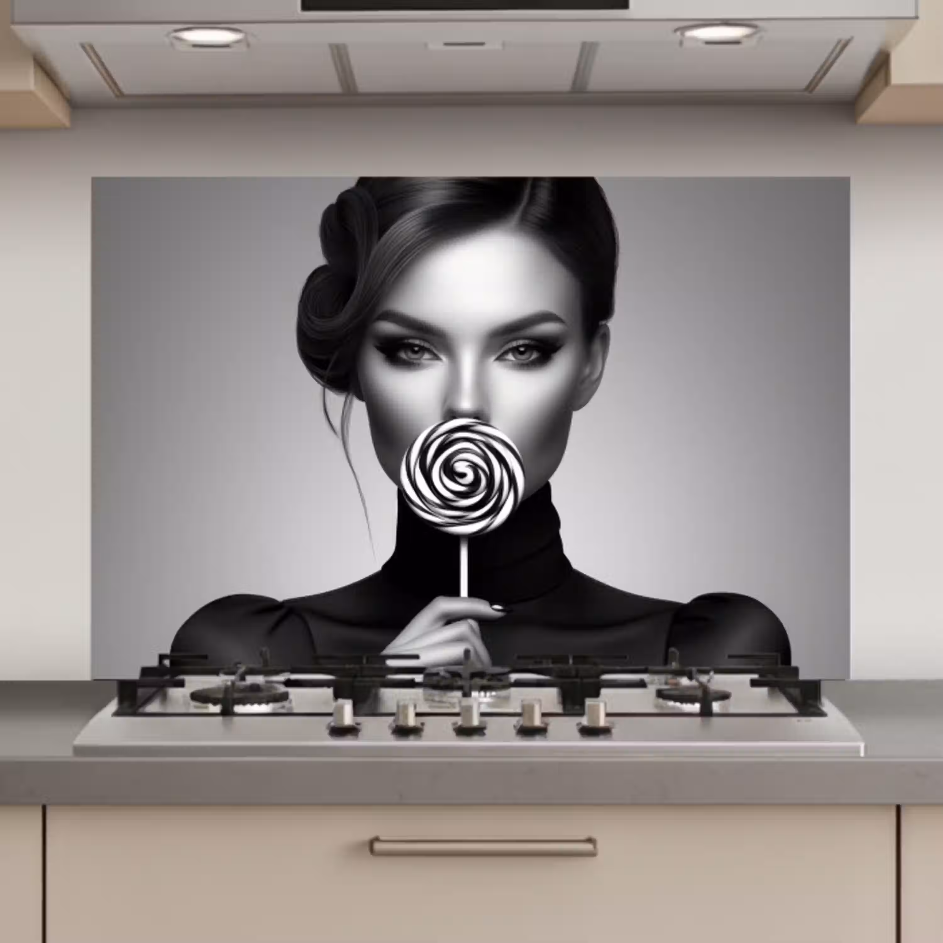 Vrouw - Lolly - Zwart keuken achterwand spatscherm klein -3d_website