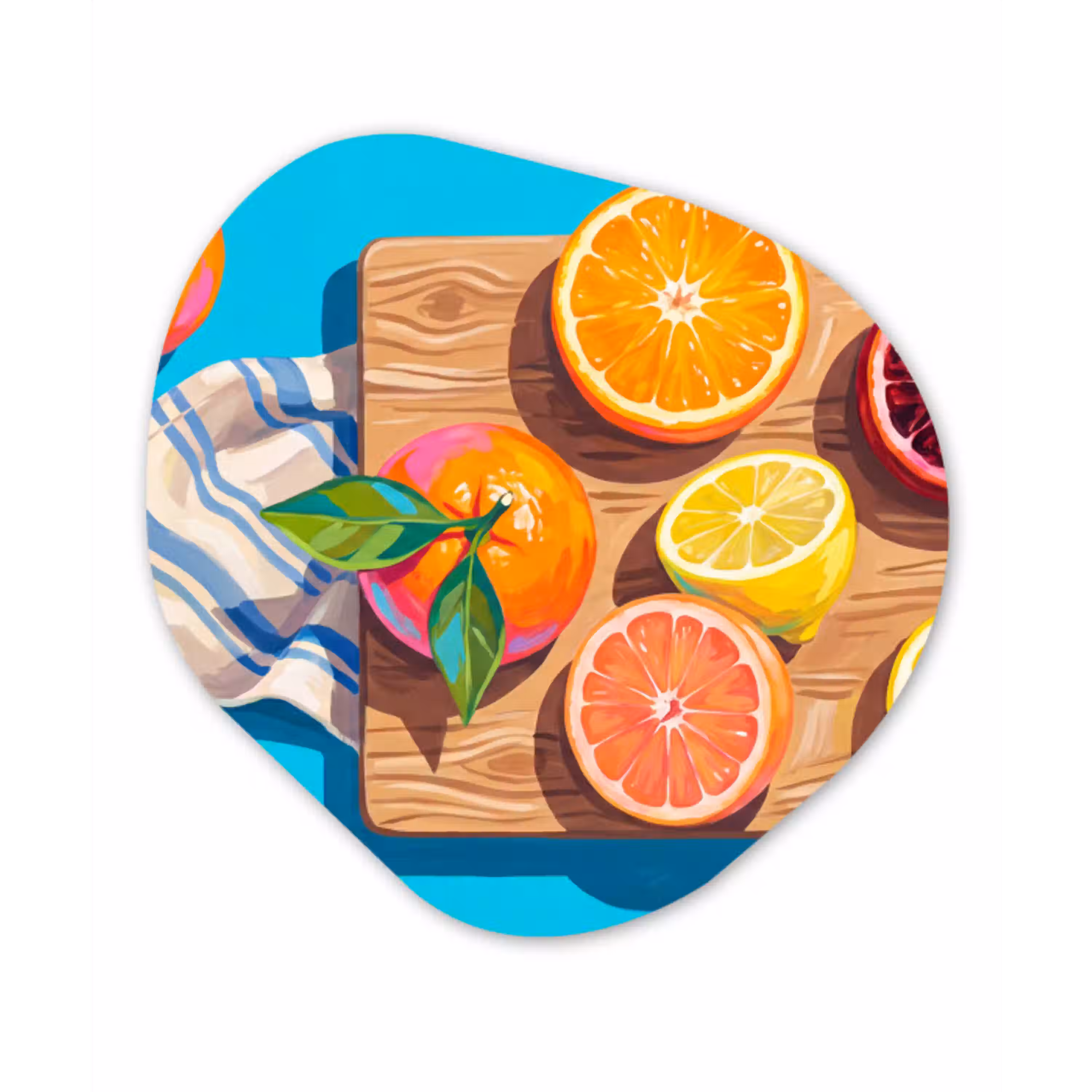 Fruit - Snijplank - Blauw Wandcirkel Organisch Plexiglas middel -3d