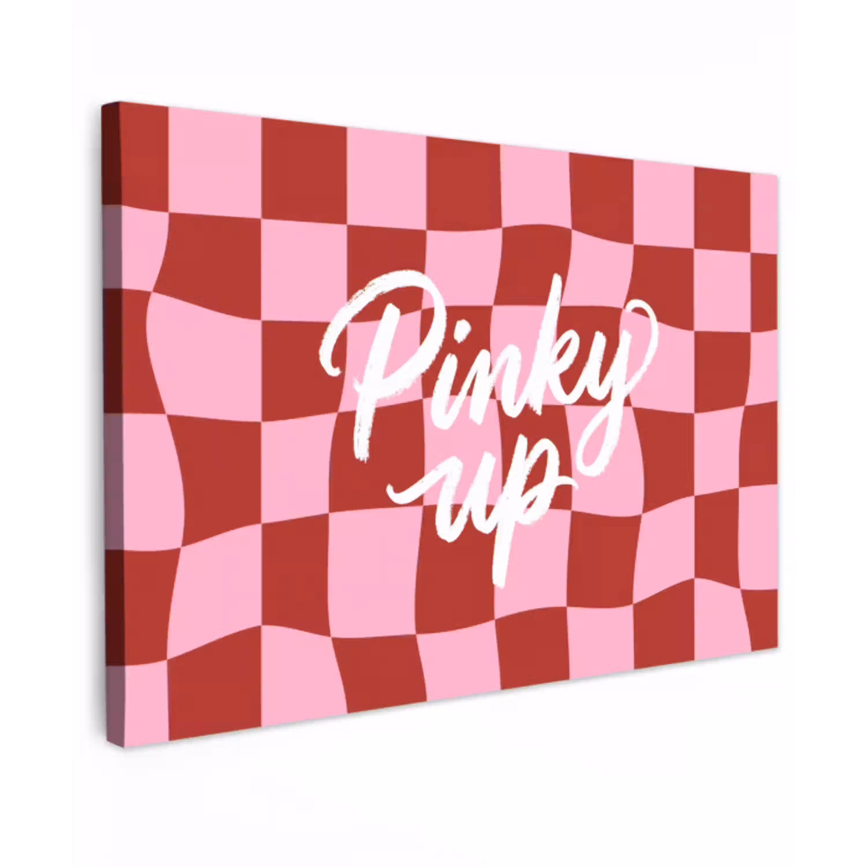 Pinky up - Geblokt - Bordeauxrood Tuinposter op houten frame 2 cm dik klein -3d