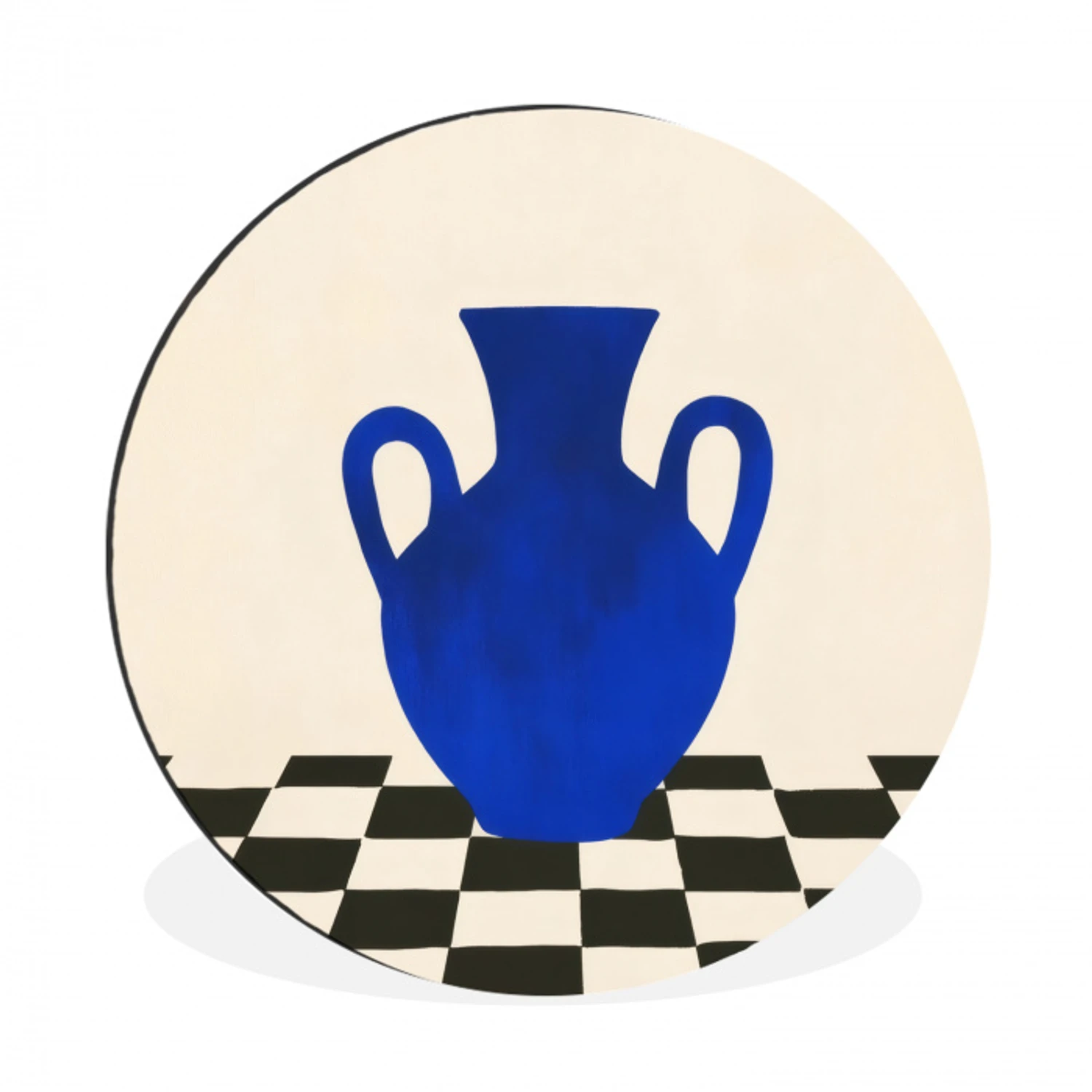Vaas - Blauw - Geblokt - Modern Wandcirkel aluminium klein -3d