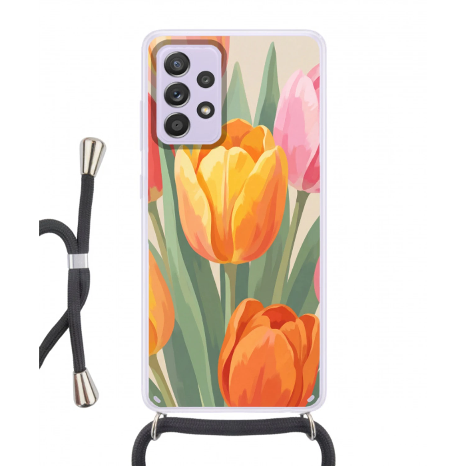 Tulpen - Abstract - Kleurrijk Hoesje Samsung Galaxy A52 5G met koord klein -3d