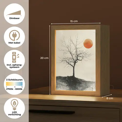 Boom - Zon - Modern - Landschap Light Box met kabel (Tafellamp) klein -USP_NL