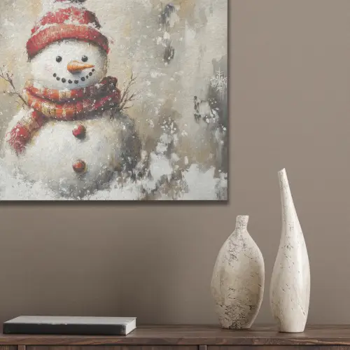 Sneeuwpop - Winter - Sneeuw - Beige PET vilt klein -sfeer6_closeup