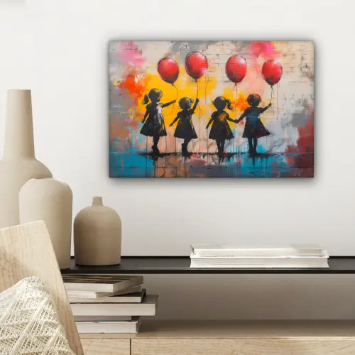 Graffiti - Kinderen - Street art - Ballon - Banksy canvas 2cm klein -sfeer6
