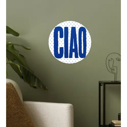 Ciao - Stippen - Roze - Wit Wandcirkel behangsticker klein -sfeer2