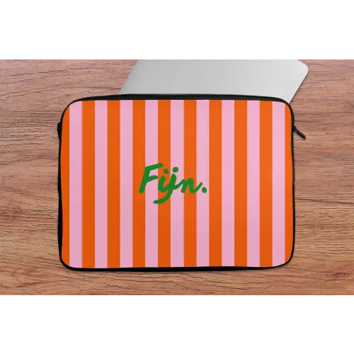 Patroon - Oranje - Fijn - Strepen laptophoes neopreen klein -tafel