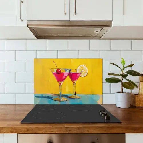 Glazen - Cocktail - Citroen - Kers keuken achterwand spatscherm klein -sfeer2