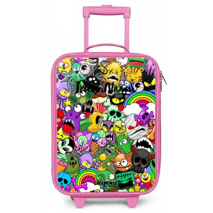 Chaotisch kleurrijk monster patroon Kinderkoffer - Roze klein -zz3dotto