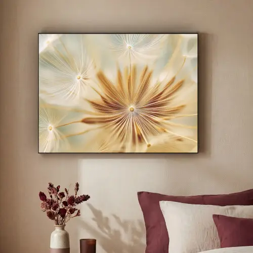 Paardenbloem - Beige - Abstract - Modern - Natuur Textielframe zwart klein -sfeer1