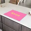 Roze - Groene Bonjour - art-deco Inductie beschermer vinyl 3mm klein -sfeer8