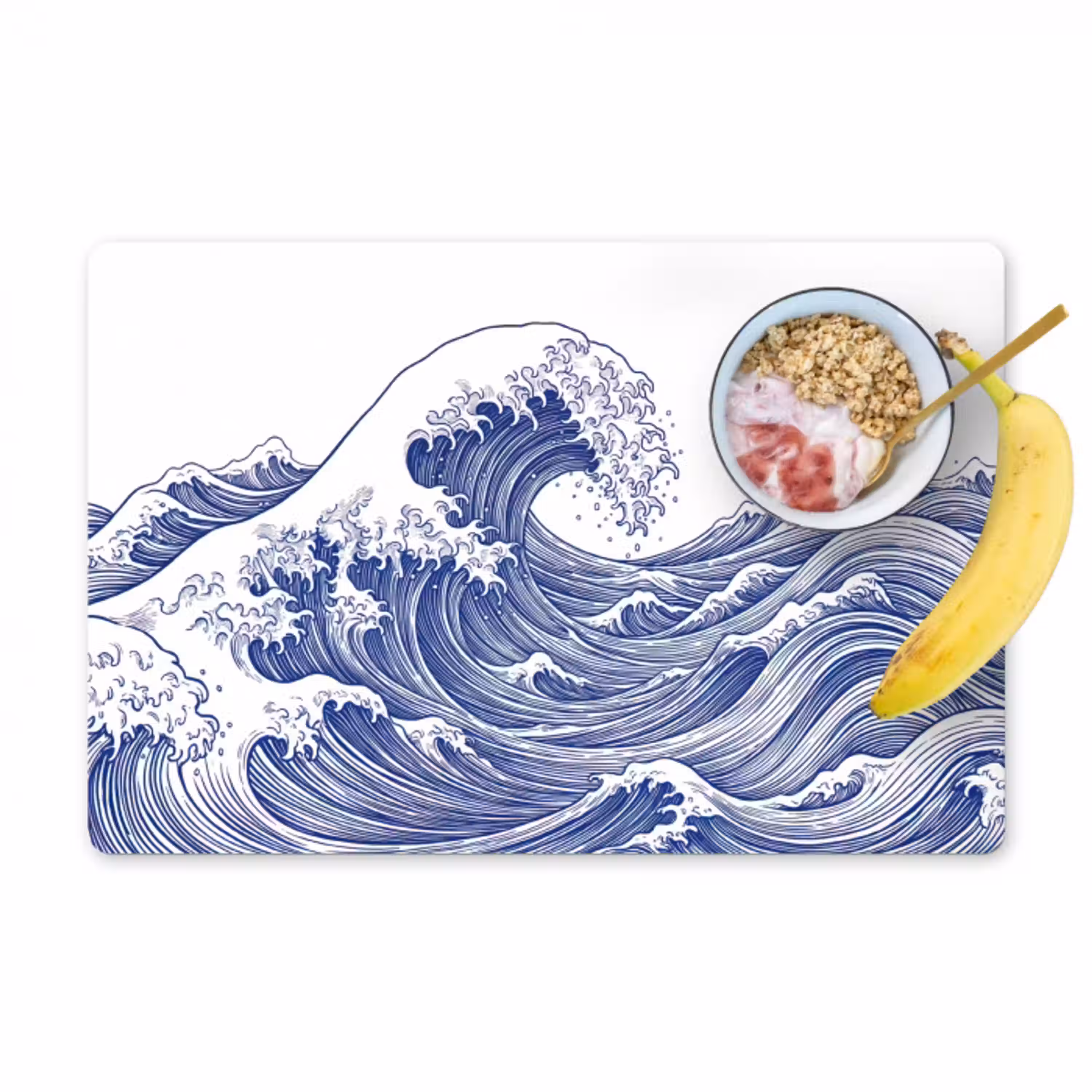Golf - Japans - Zee - Illustratie - Blauw Placemat vinyl groot -zzzproduct_Kitchenyeah-website