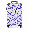 Blauwe lijnen op beige achtergrond NBS - Handbagage koffer - Kinderen Unisex middel -productfoto_recht