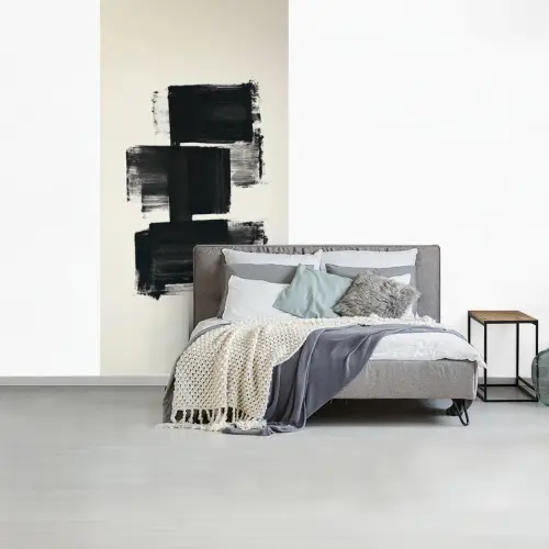 Rechthoeken - Penseelstreken - Abstract - Zwart fotobehang vinyl groot -slaapkamer