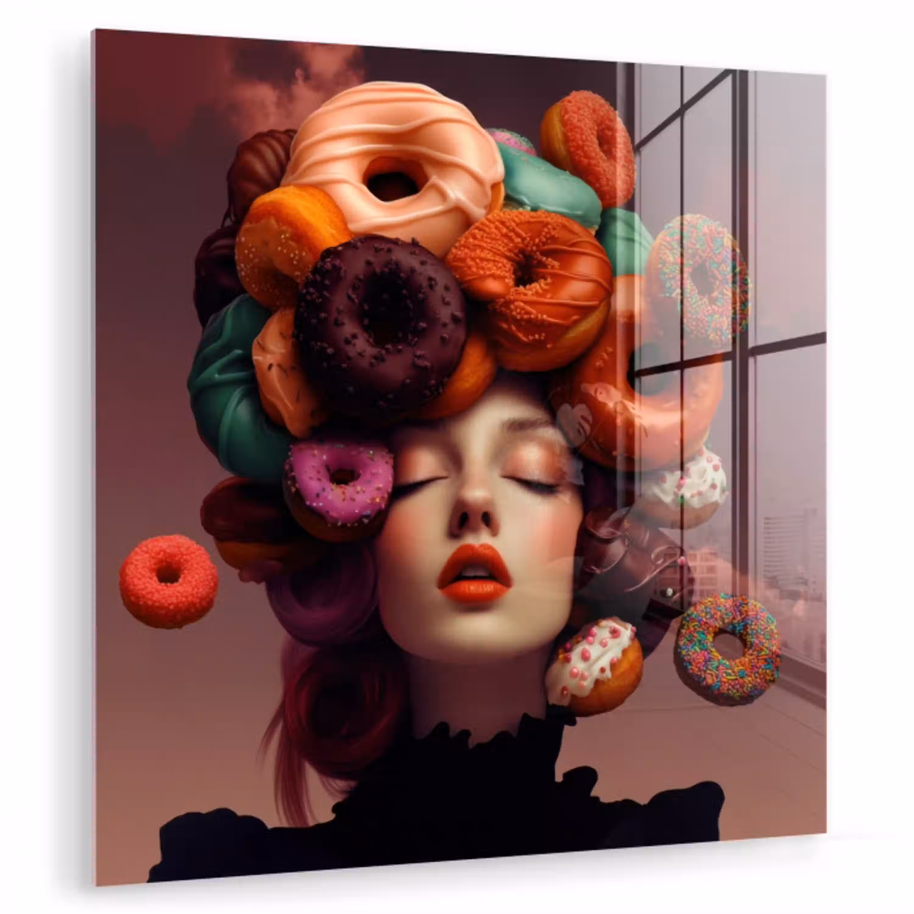 Vrouw - Donuts - Kleurrijk plexiglas 5mm klein -zzzproduct_nieuw