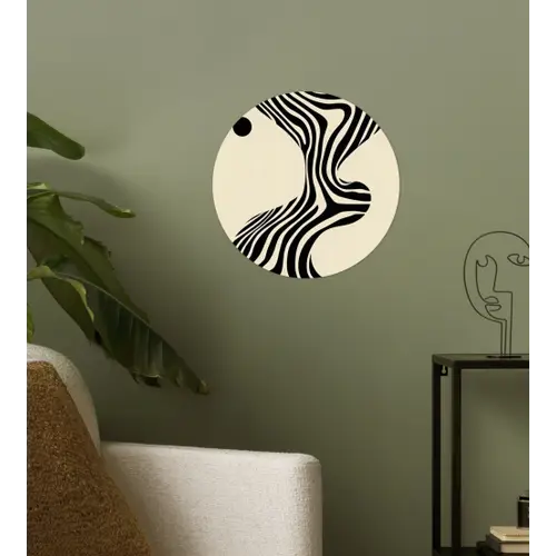 Beige - Lijnen - Golvend -  Abstract Wandcirkel behangsticker klein -sfeer2