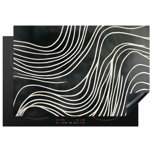 Lijnen - Patroon - Abstract - Wit Inductie beschermer vinyl 3mm klein -3d