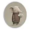 Olifant - Witte bloemen - Kindvriendelijk Akoestische PET Vilt - Rond klein -3d