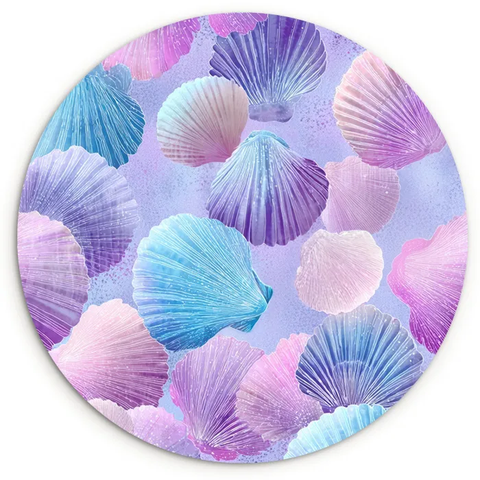 Schelpen - Paars - Blauw - Patroon Wandcirkel kunststof plaat 5mm dik klein -3d