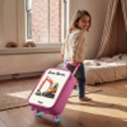 Graafmachine - Getekend - Oranje Kinderkoffer - Roze klein -sfeer1