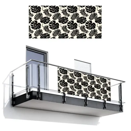 Modern - Monstera - Zwart Balkonbeschermer Duitsland klein 596 -3d