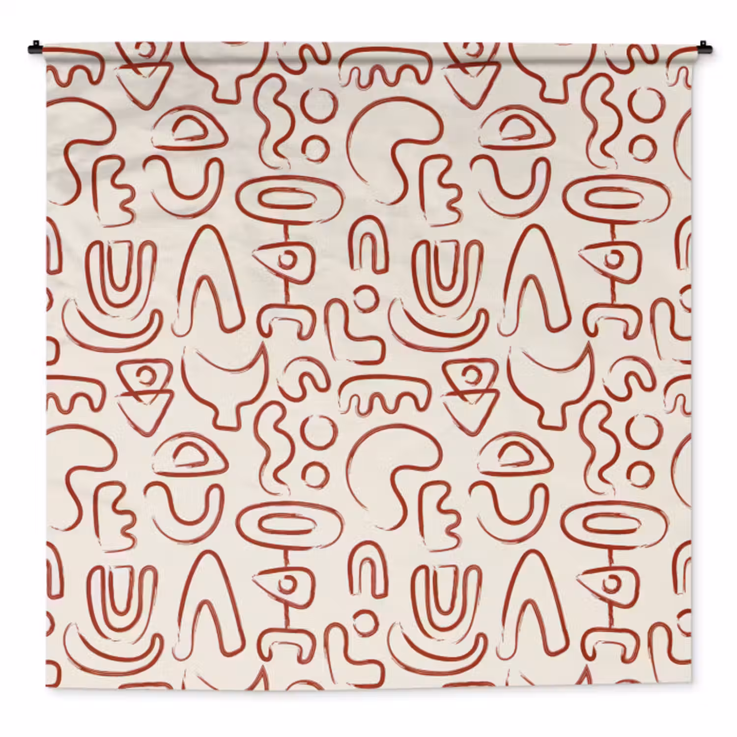 Wandkleed - Beige - Vormen - Rood - Patroon