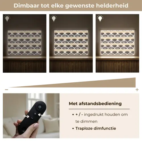 Waaier - Patroon - Zwart - Beige Light Box met batterij (Wandlamp) middel 907 -USP_dimbaarNL