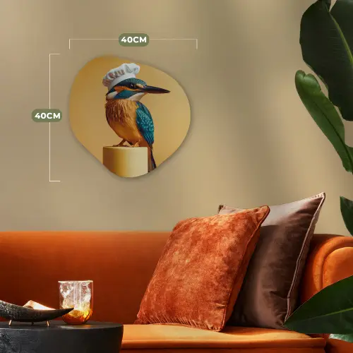 Ijsvogel - Pilaar - Koksmuts - Vogel Wandcirkel Organisch Forex 3mm klein -sfeer3