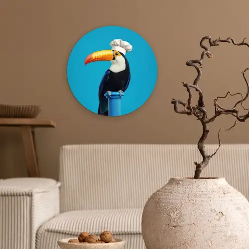 Tucan - Sokkel - Vogel - Koksmuts Wandcirkel kunststof plaat 5mm dik klein -sfeer1